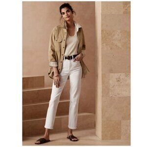 Banana Republic Ultra High-Rise Slim Pure White Jeans Size 32/14 TALL MSRP $109